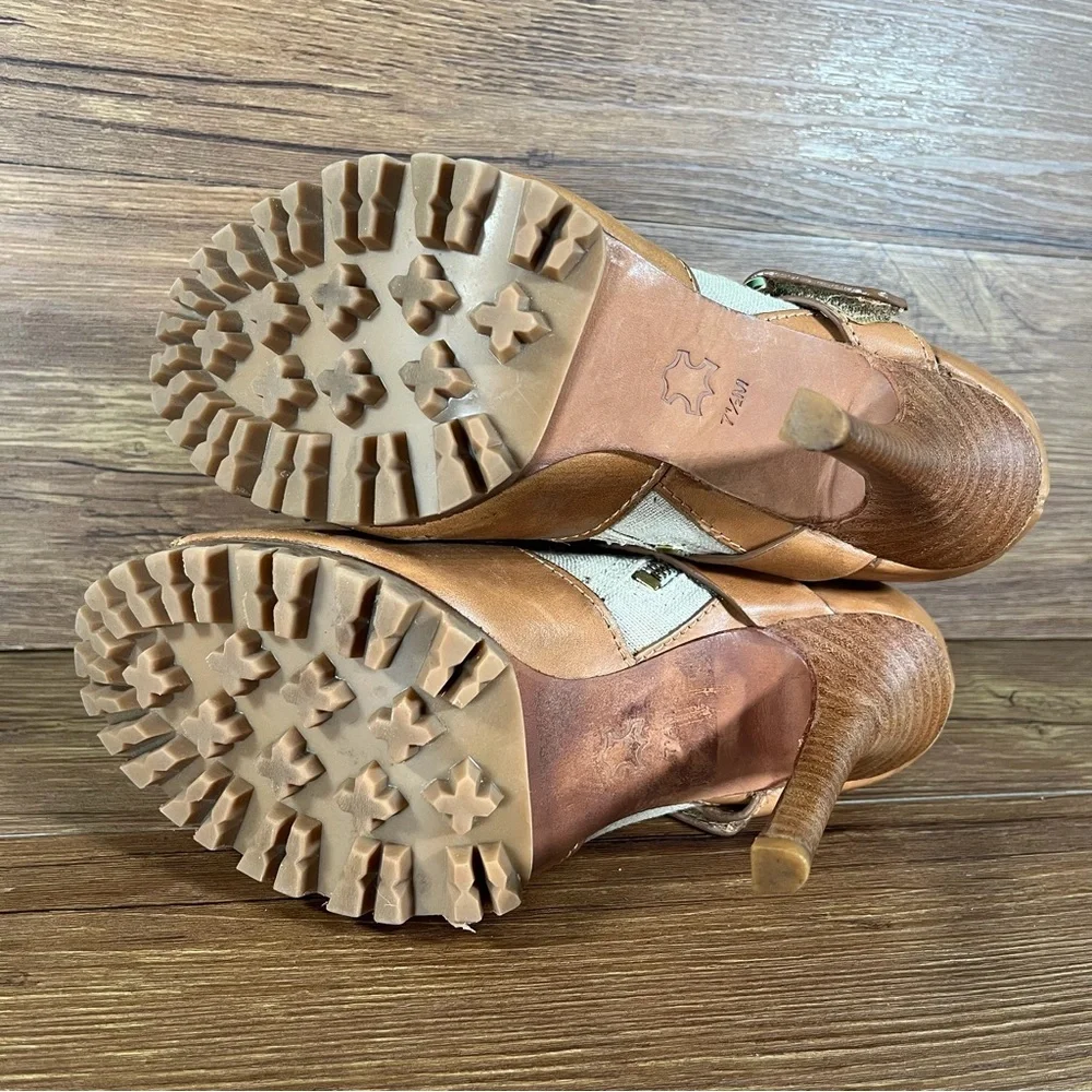 TORY‎ BURCH “Oren” Heels Peep Toe Shoes Women’s Size 7.5 Leather